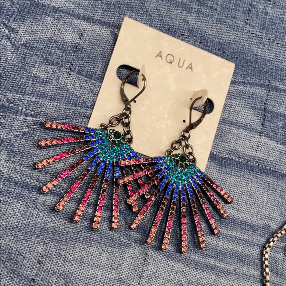 Multicolor Rhinestone Earrings - Picture 2 of 3